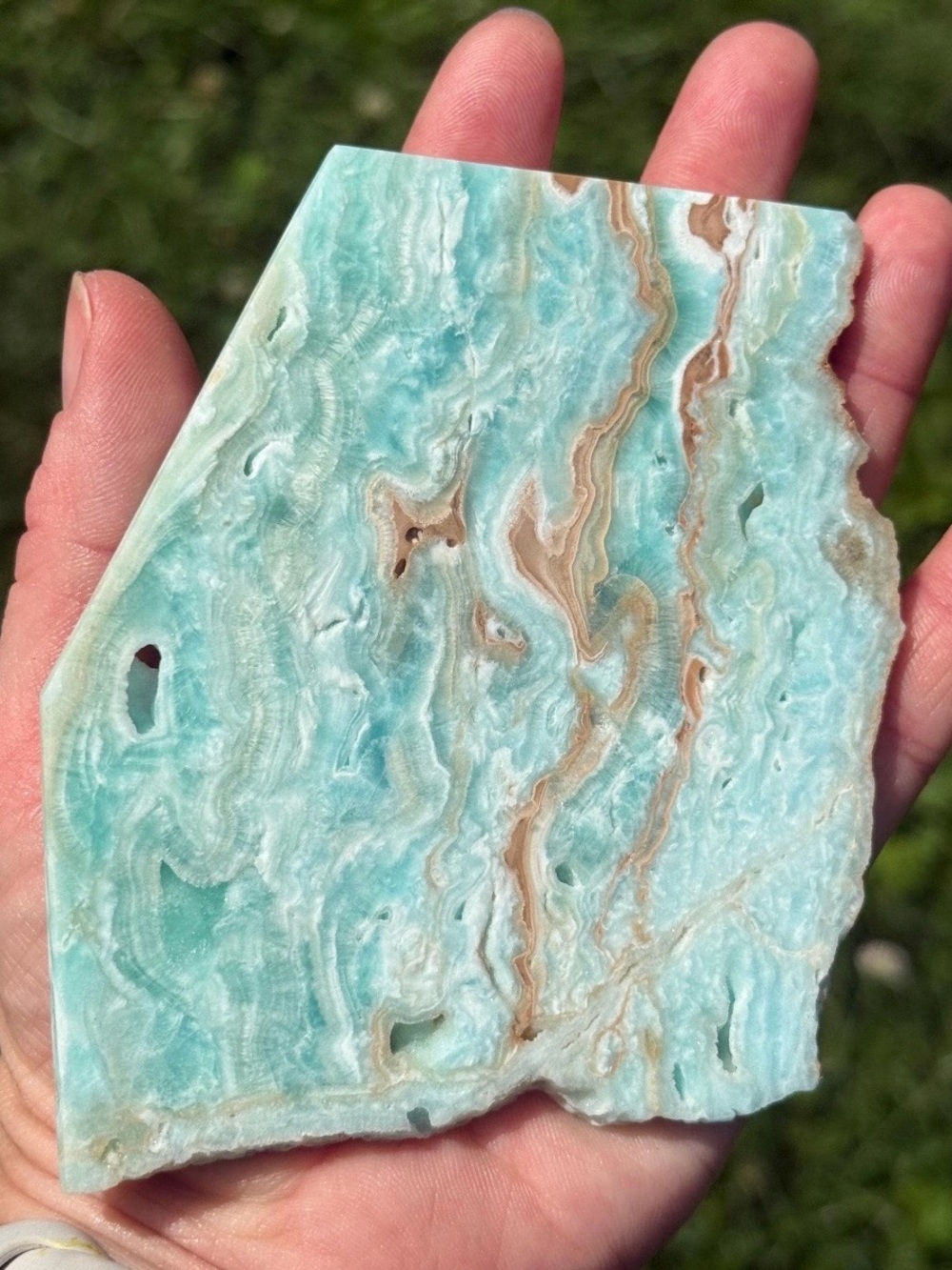 Caribbean Blue Calcite Slice, Wandering Bunny LLC